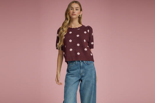 Sweet Spot Polka Dot Sweater Top
