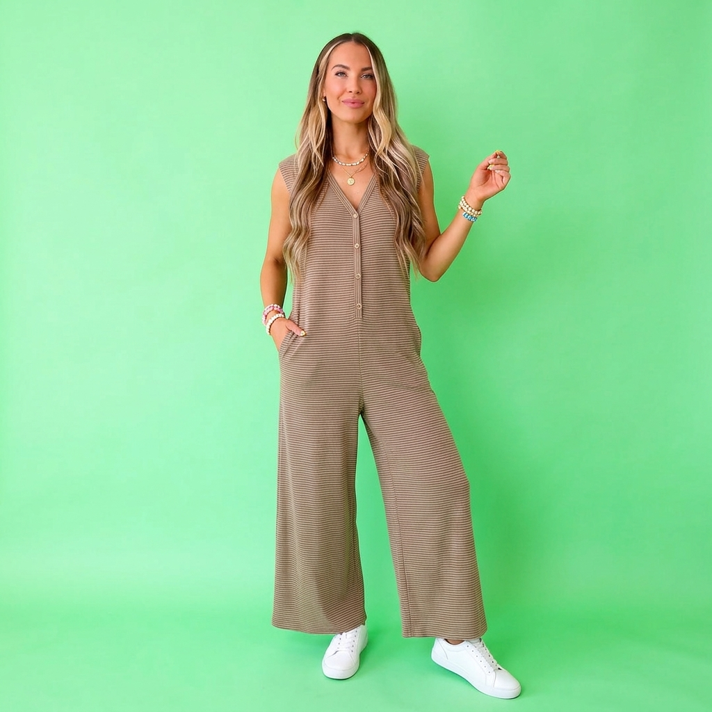 Weekend Stroll Striped Jumpsuit