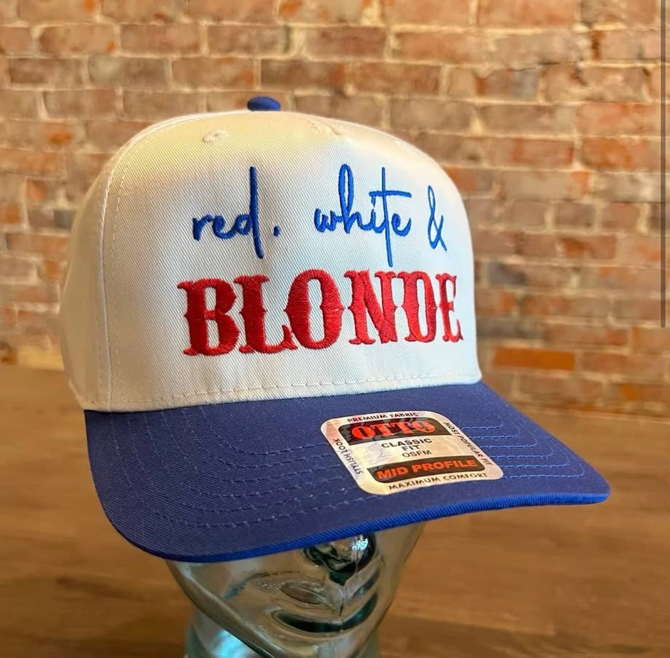 Red White & Blonde Hat
