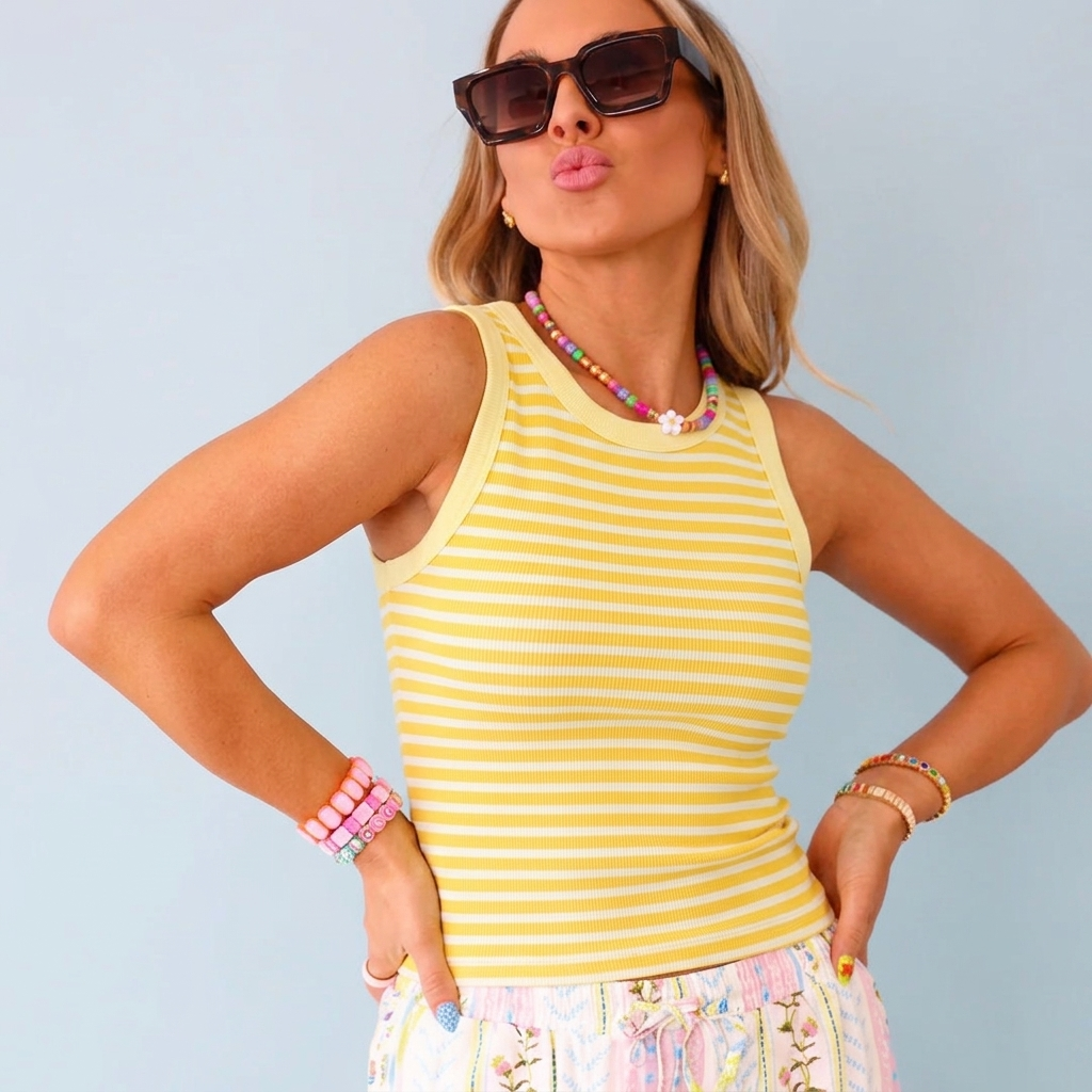 Candy Stripe Ribbed Tank