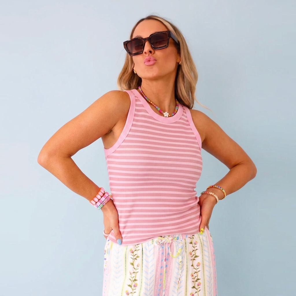 Candy Stripe Ribbed Tank