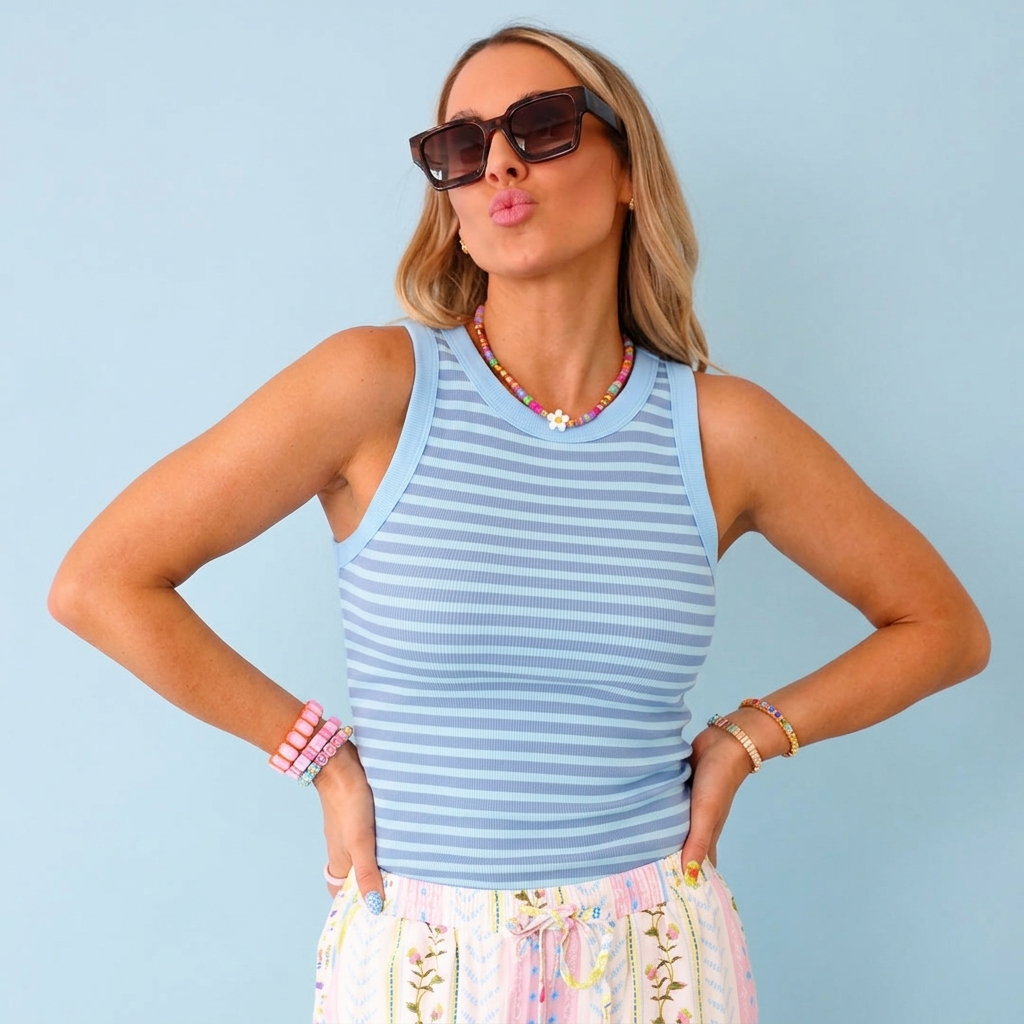Candy Stripe Ribbed Tank