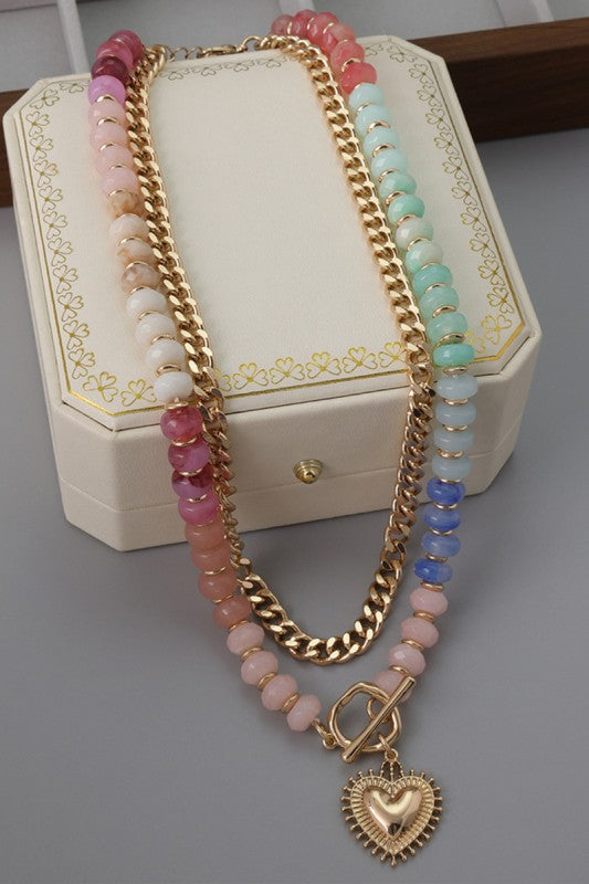 Heart Charm Beaded Necklace