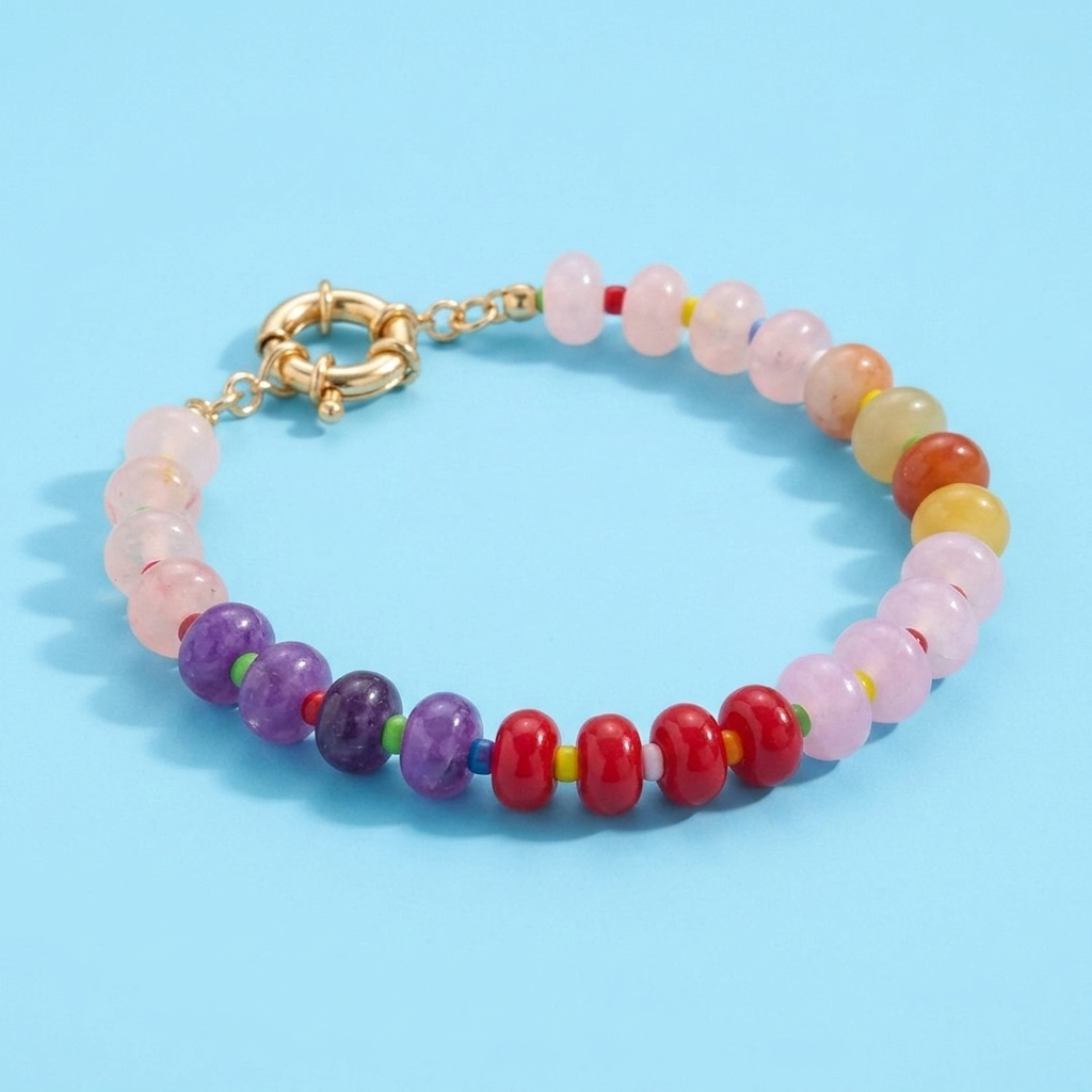 Rainbow Rose Quartz Bracelet