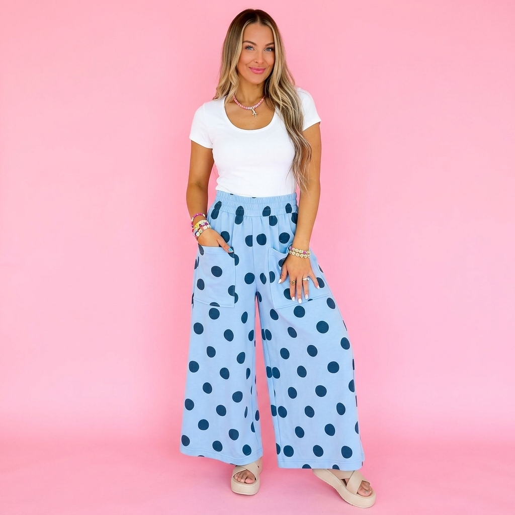Playful Polka Dot Wide Leg Pants