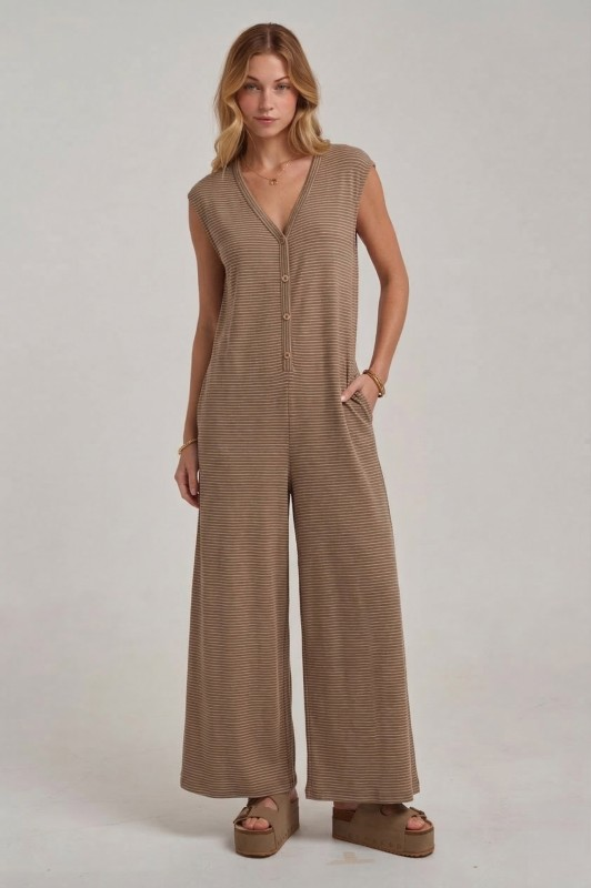 Weekend Stroll Striped Jumpsuit