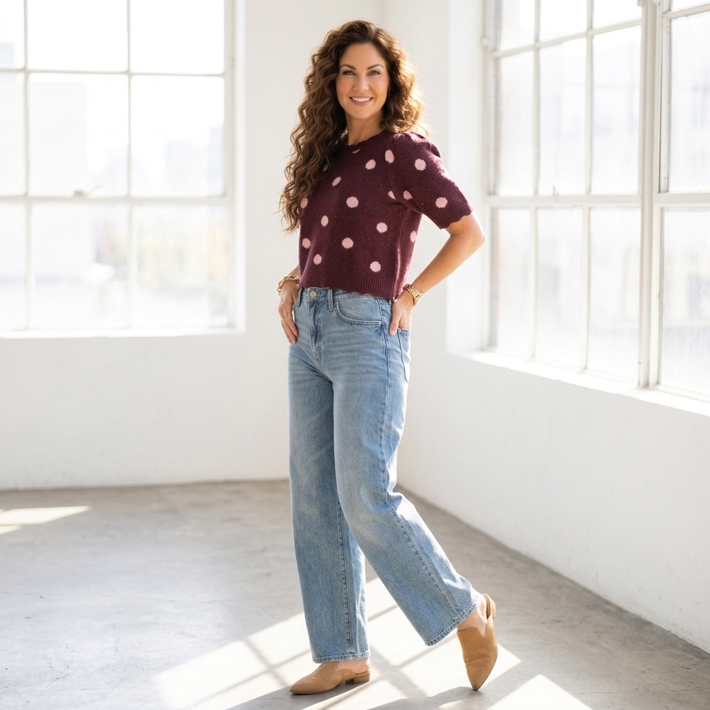 Sweet Spot Polka Dot Sweater Top