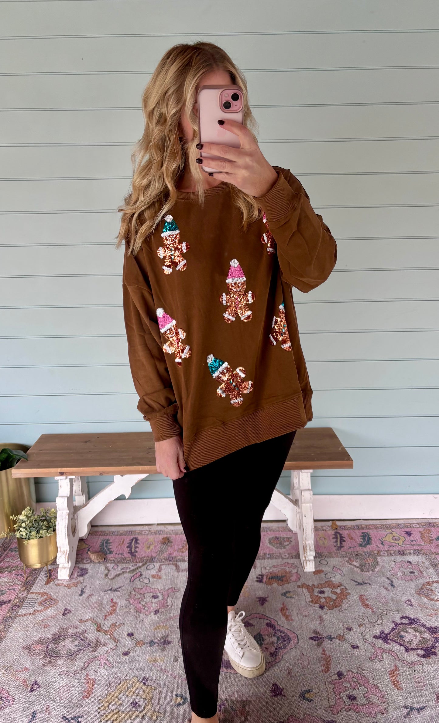 Gingerbread sequin top