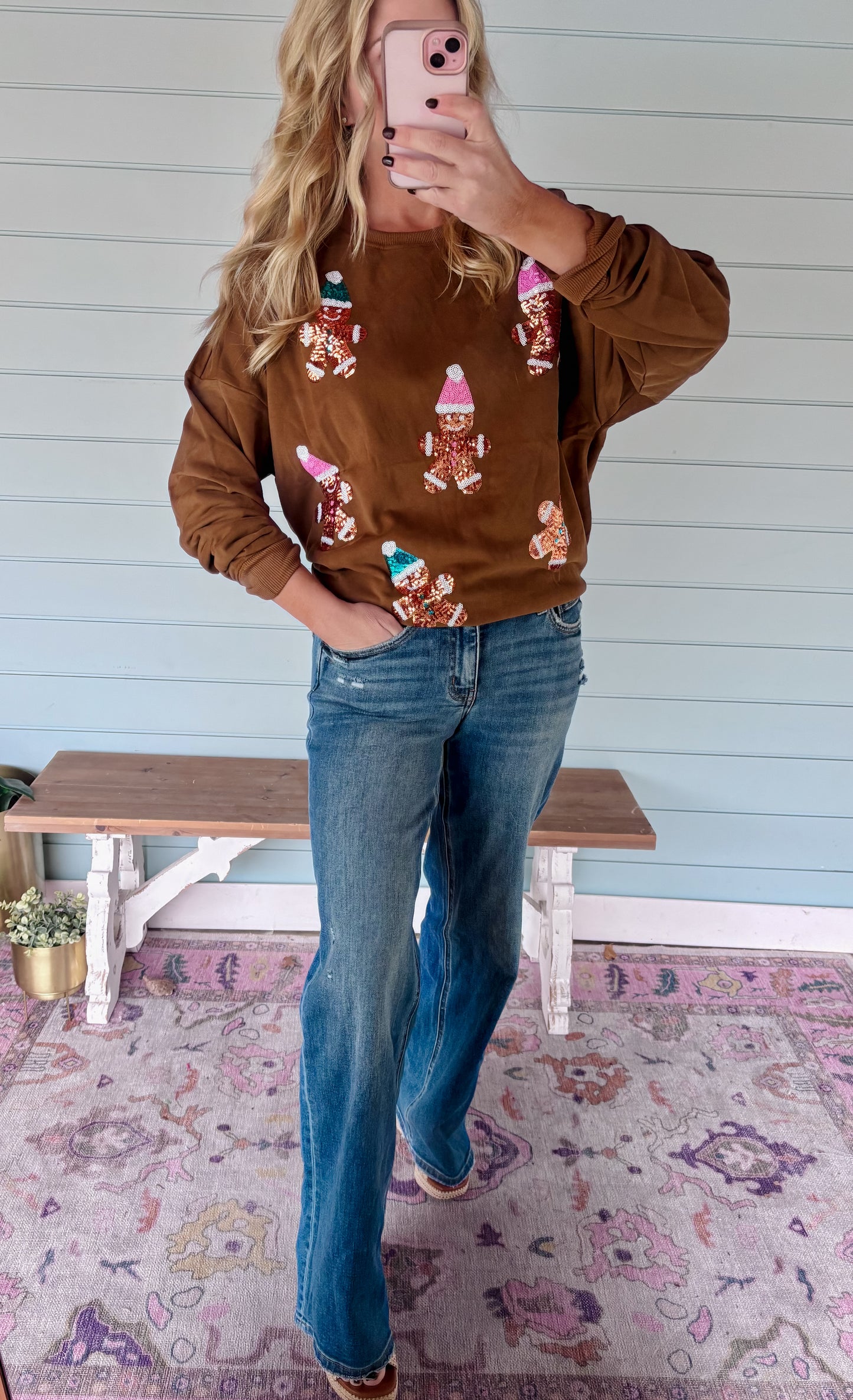 Gingerbread sequin top