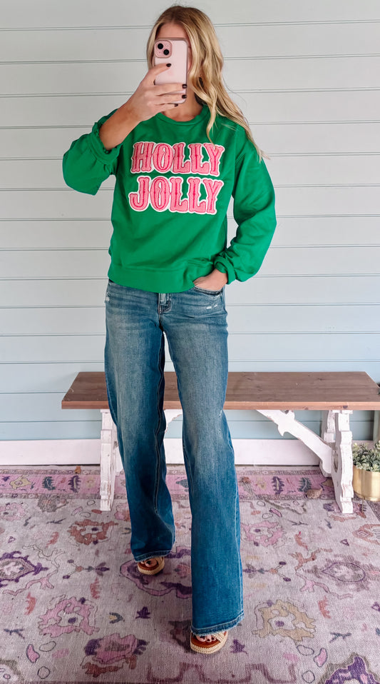 Holly jolly terry sweatshirt