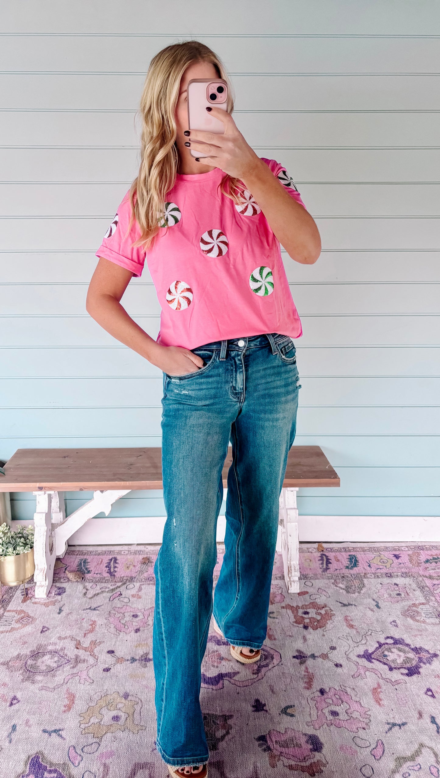 Peppermint Candy sequin  dreams top