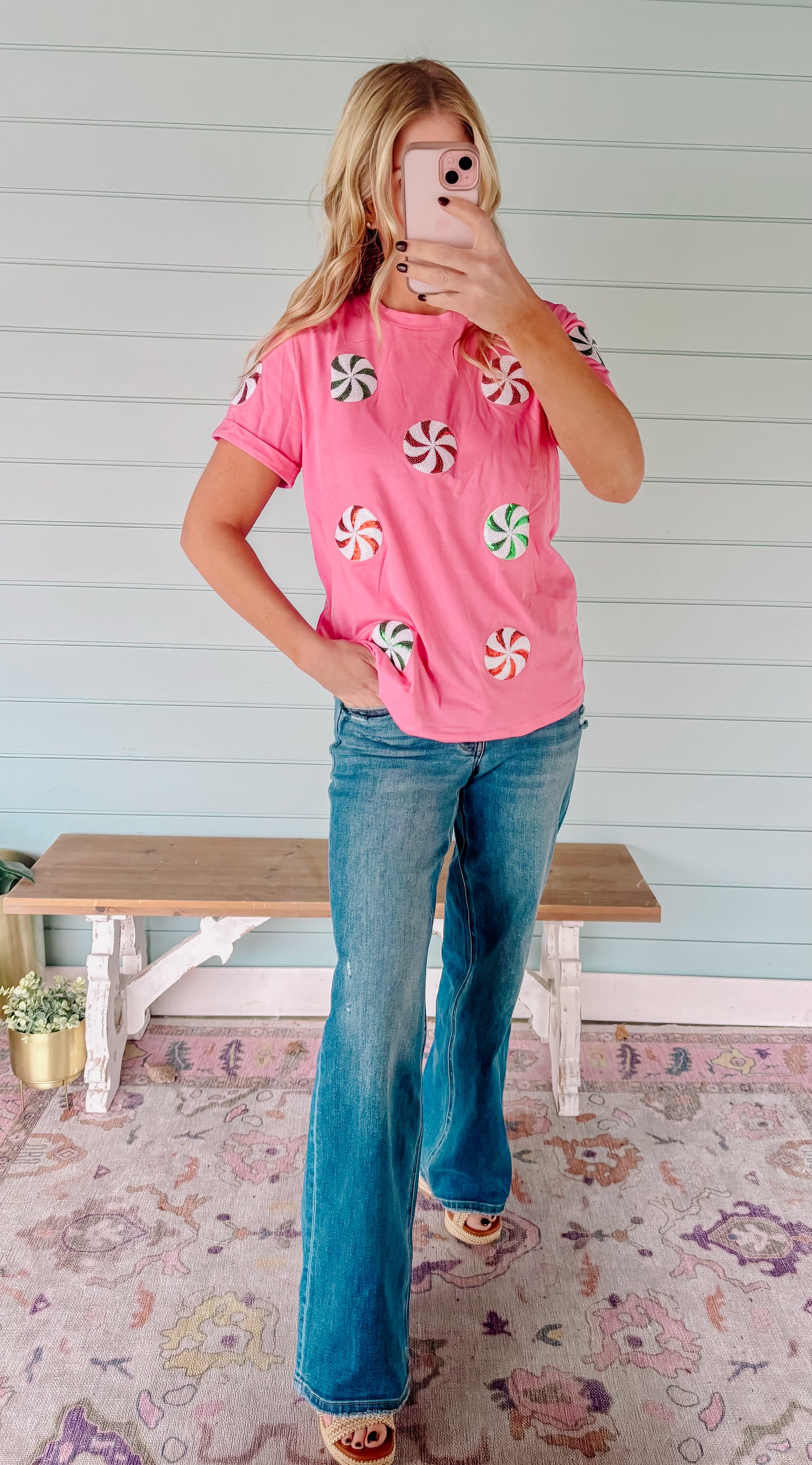 Peppermint Candy sequin  dreams top