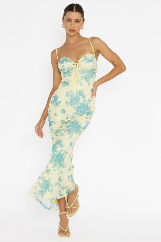 Spring dreams lace trim midi dress