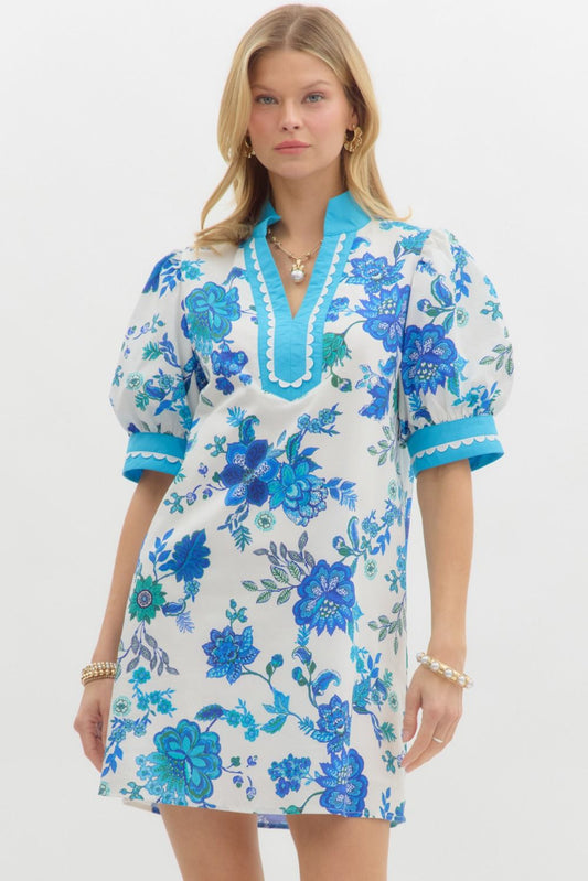 Aqua blue floral dress