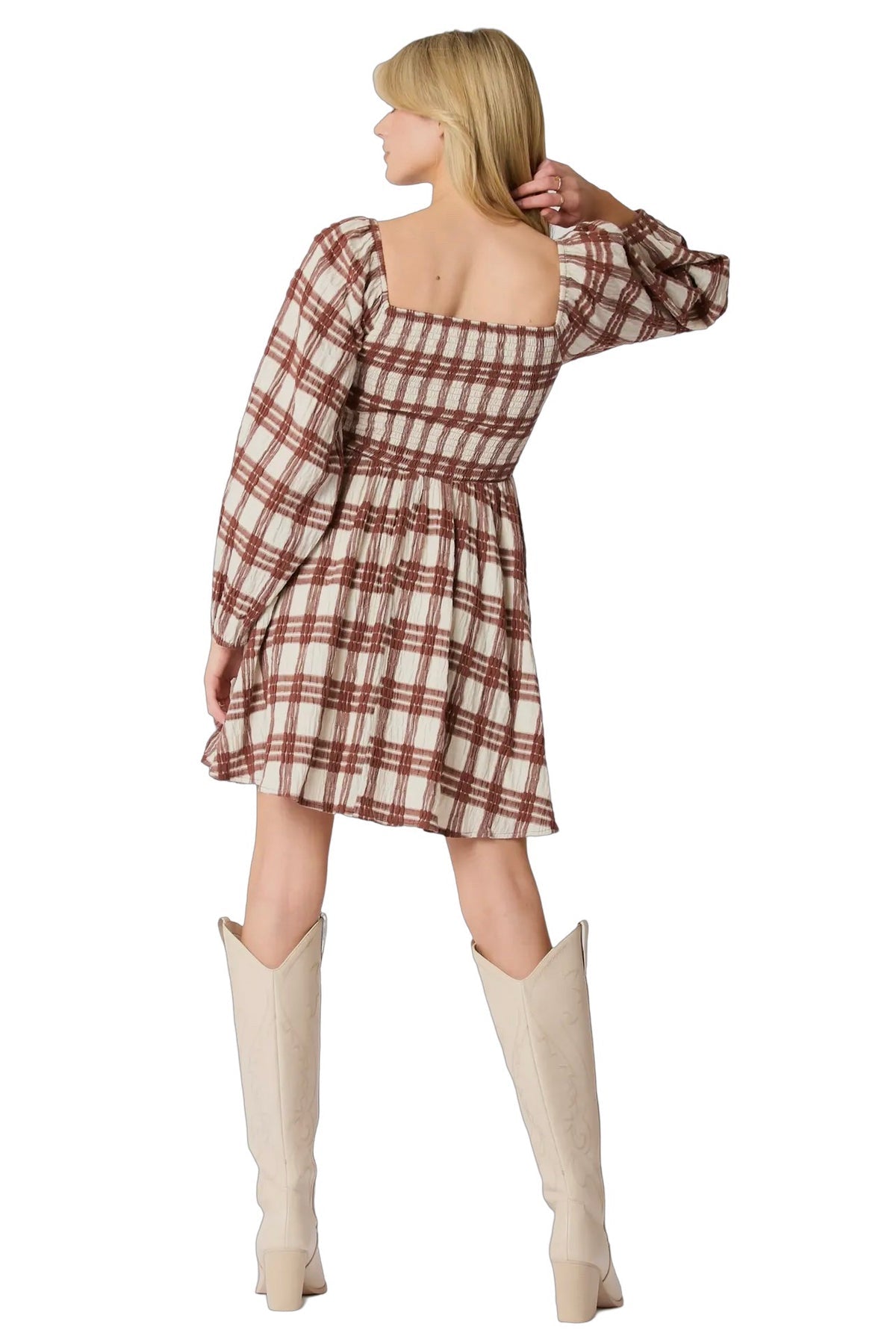 Flannel tie front or back dress