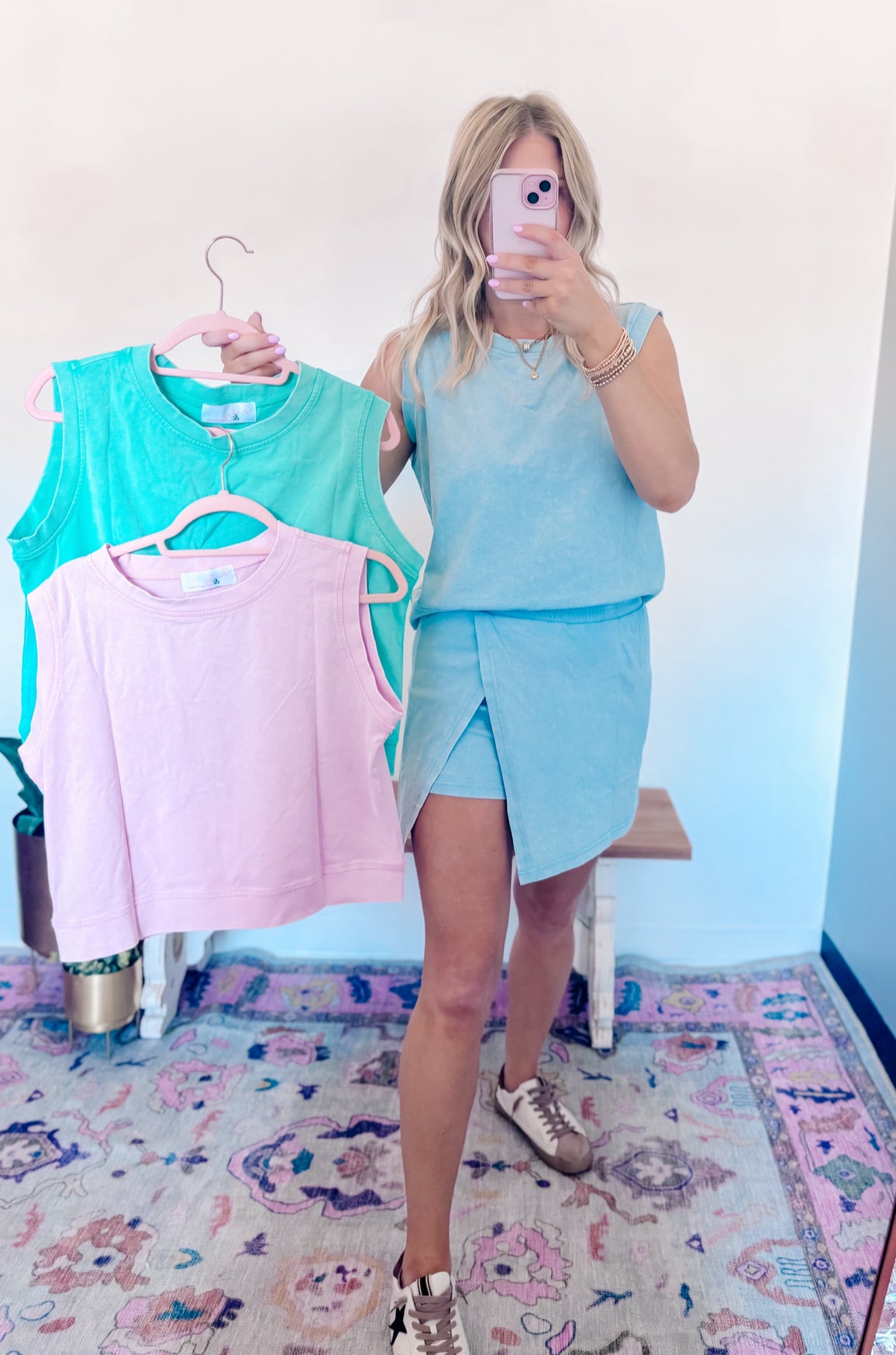 Mineral washed skort set