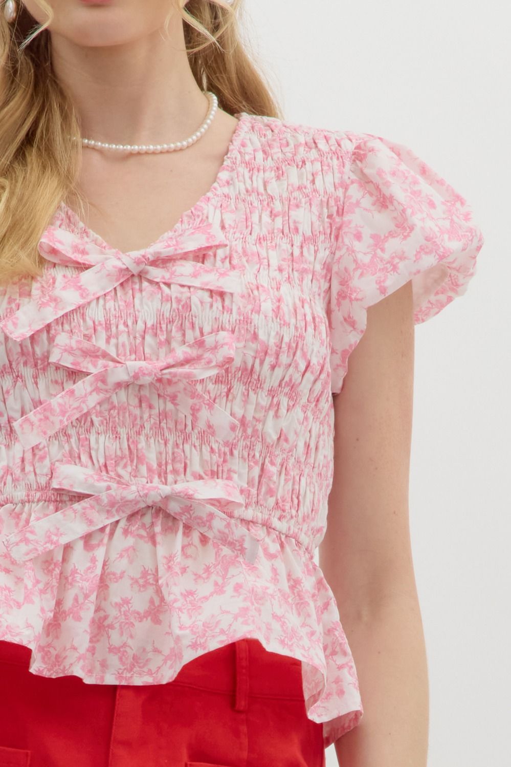 Three bow floral top