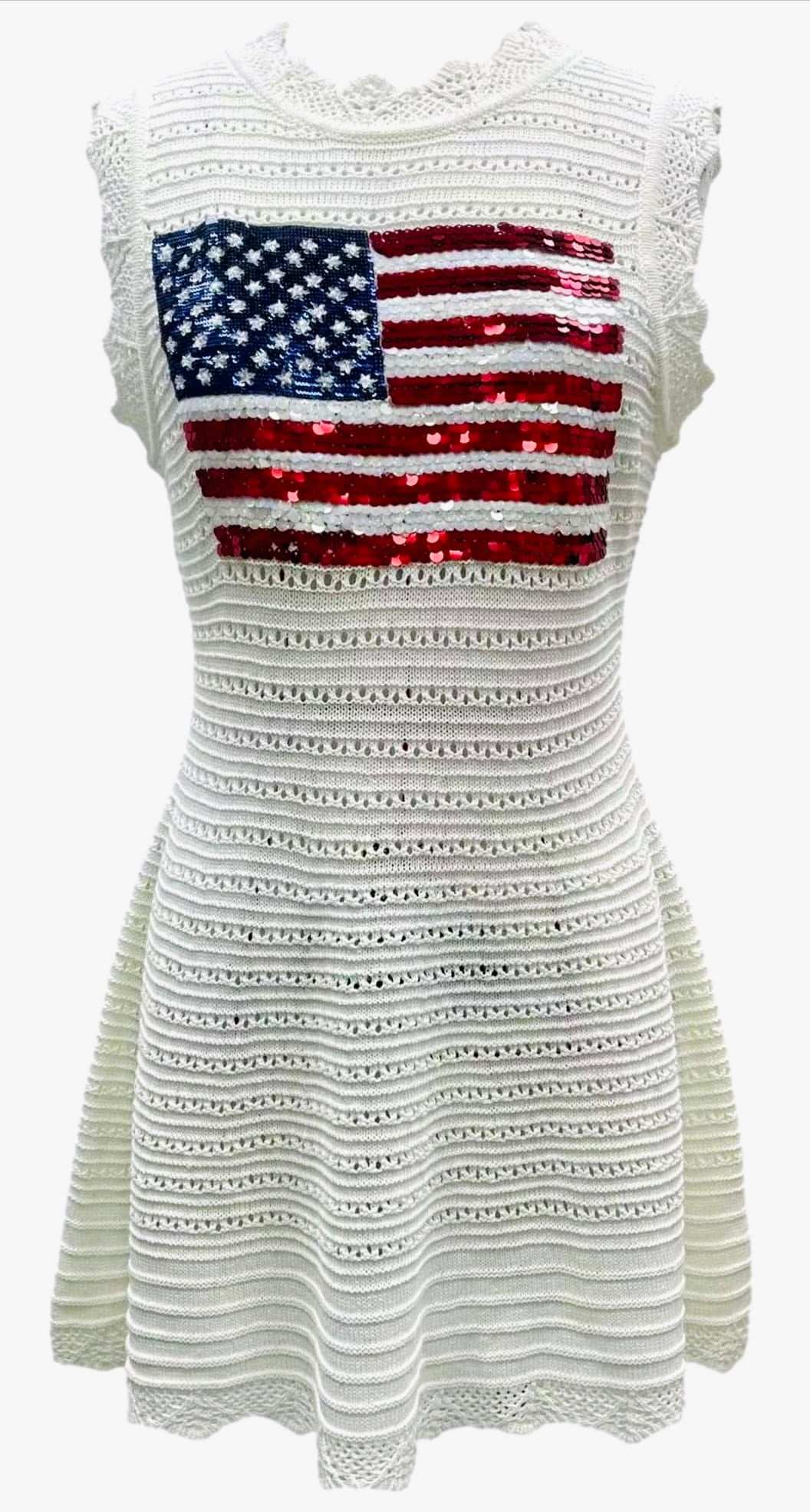 Queen of sparkles knit sequin flag dress