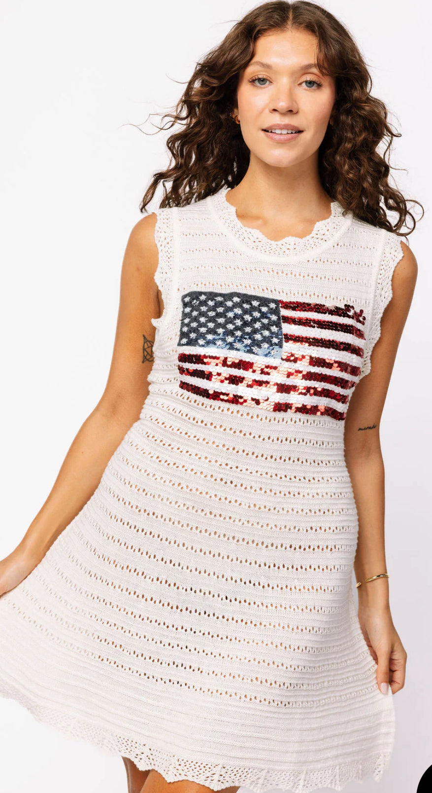Queen of sparkles knit sequin flag dress