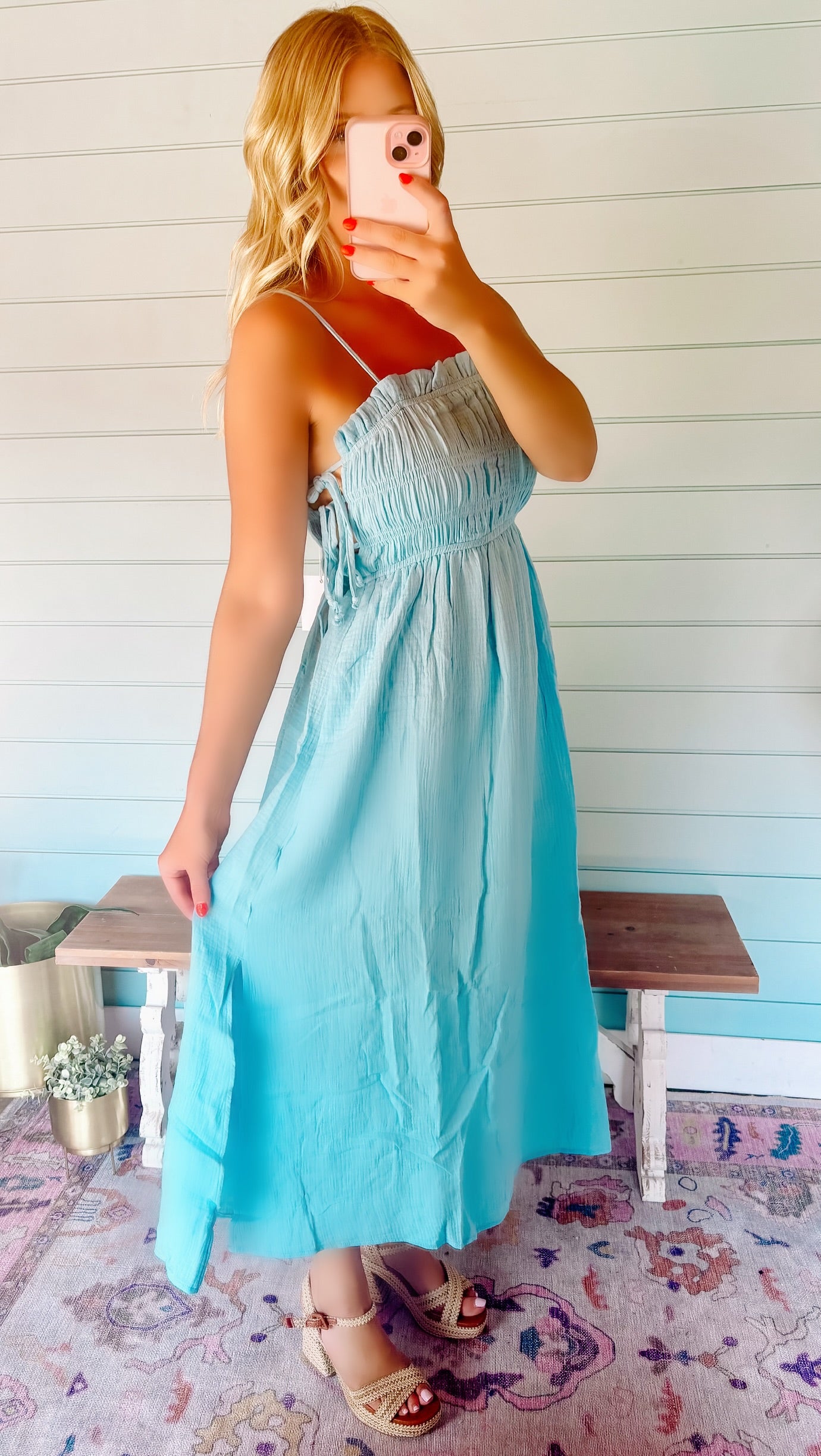Meet me in Santorini sky blue dress