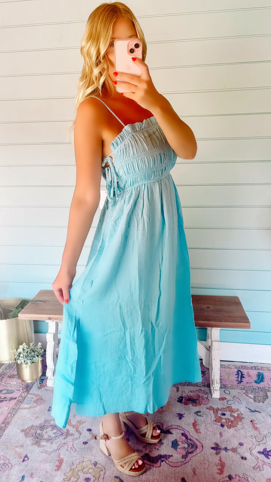 Meet me in Santorini sky blue dress