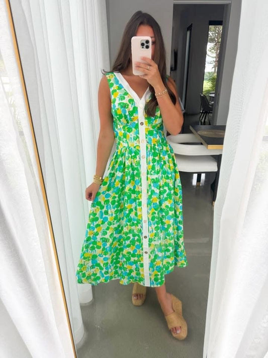 Floral lime midi