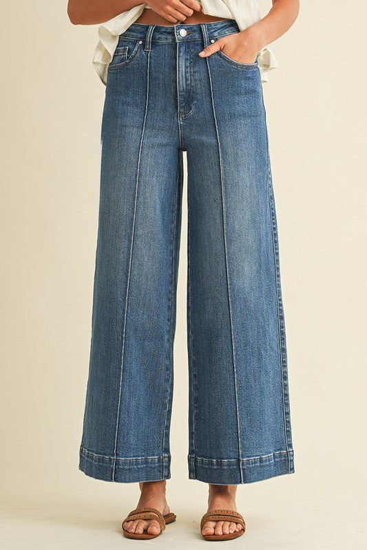 Medium wash wide leg jeans