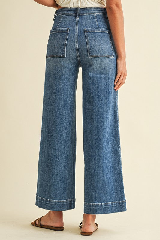 Medium wash wide leg jeans