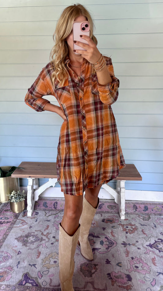 Flannel fall colors dress
