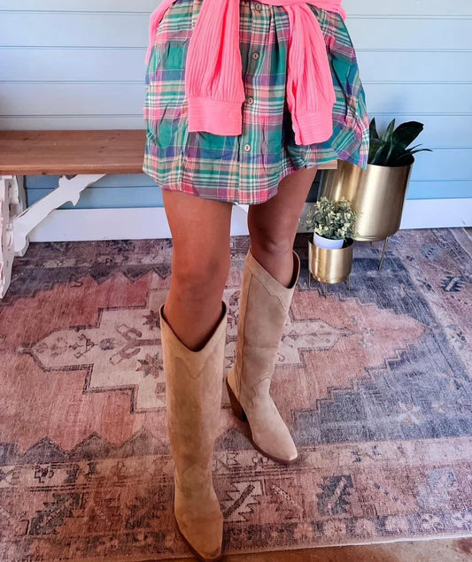 Tan suede boots