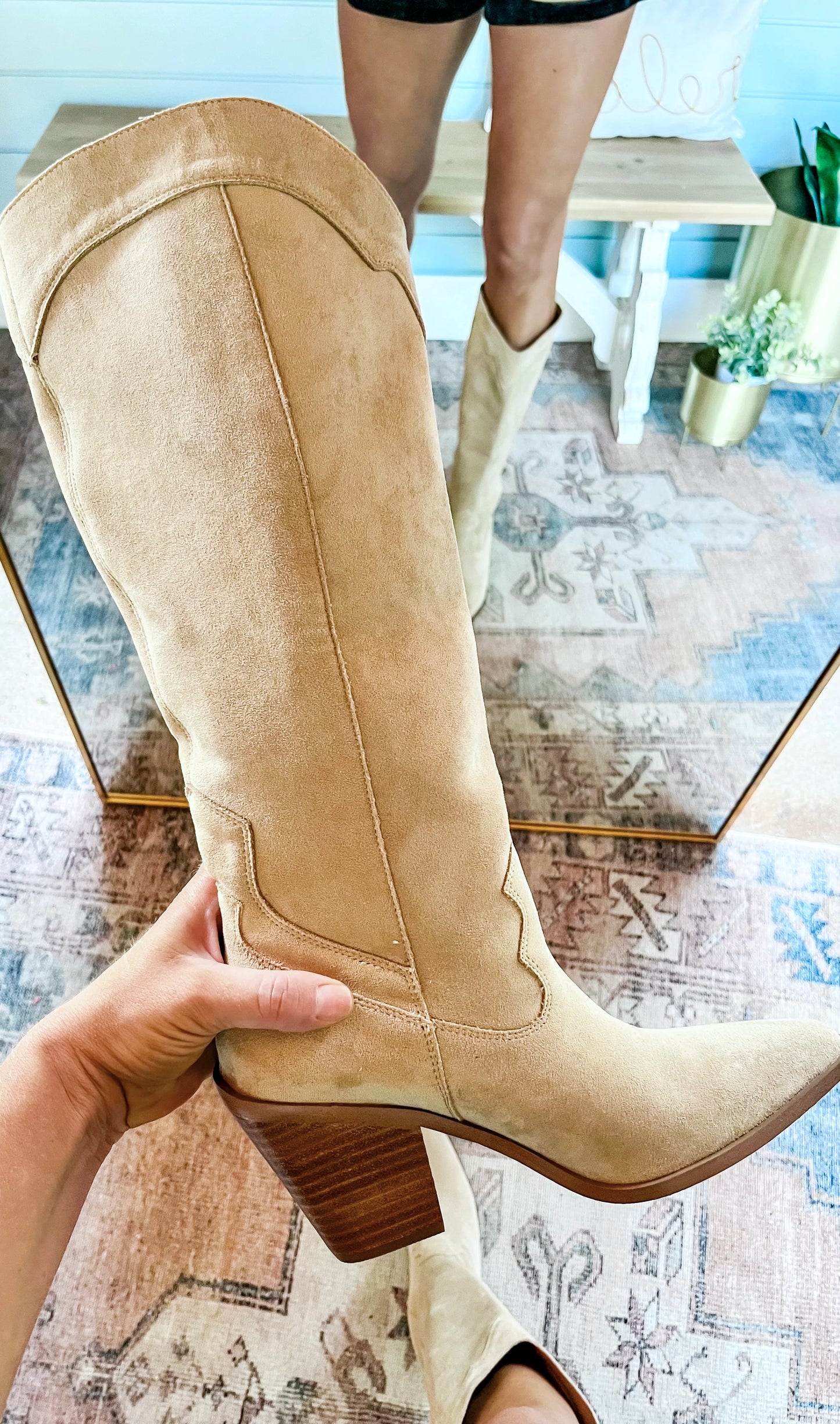 Tan suede boots