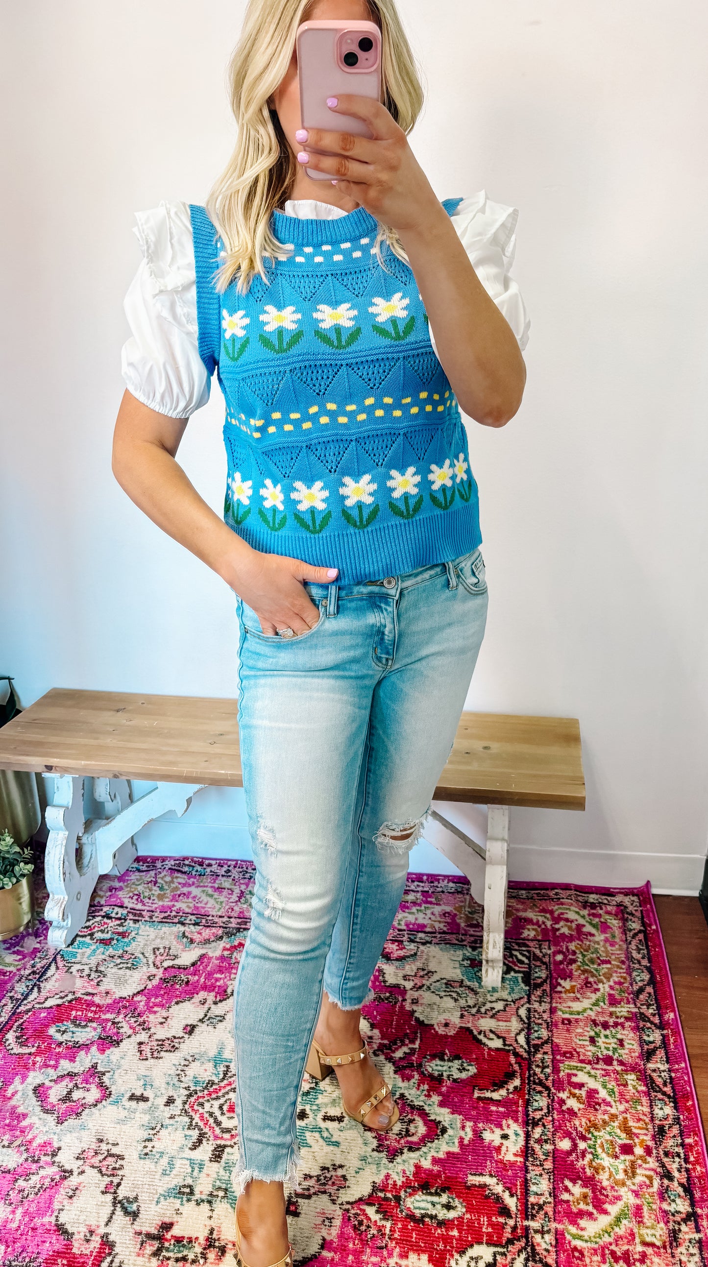 Floral vest top both pieces connected