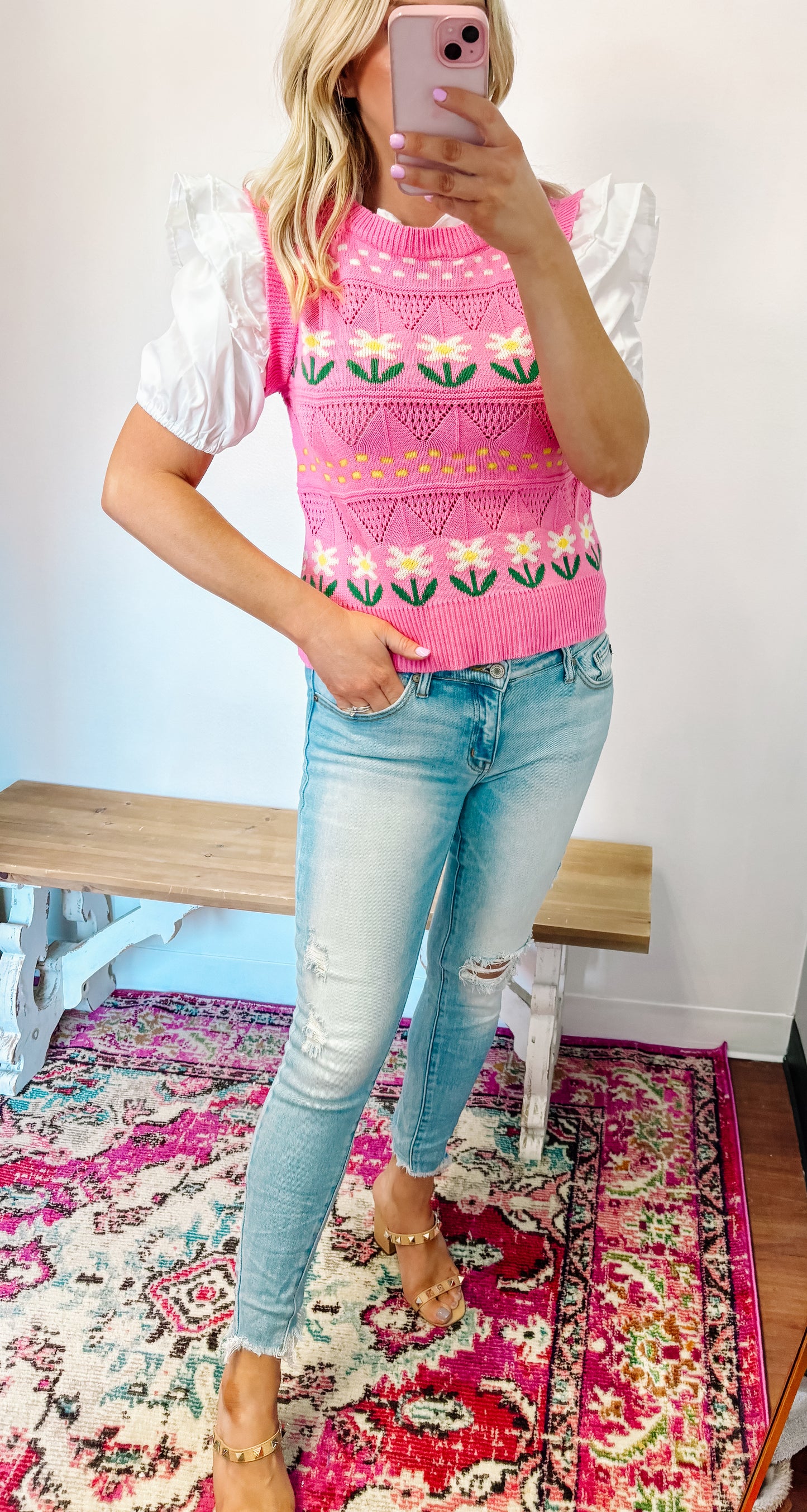 Floral vest top both pieces connected