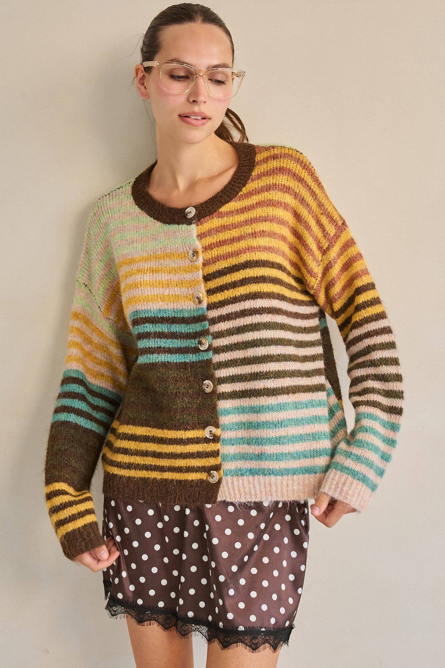 Tone and stripe cardigan