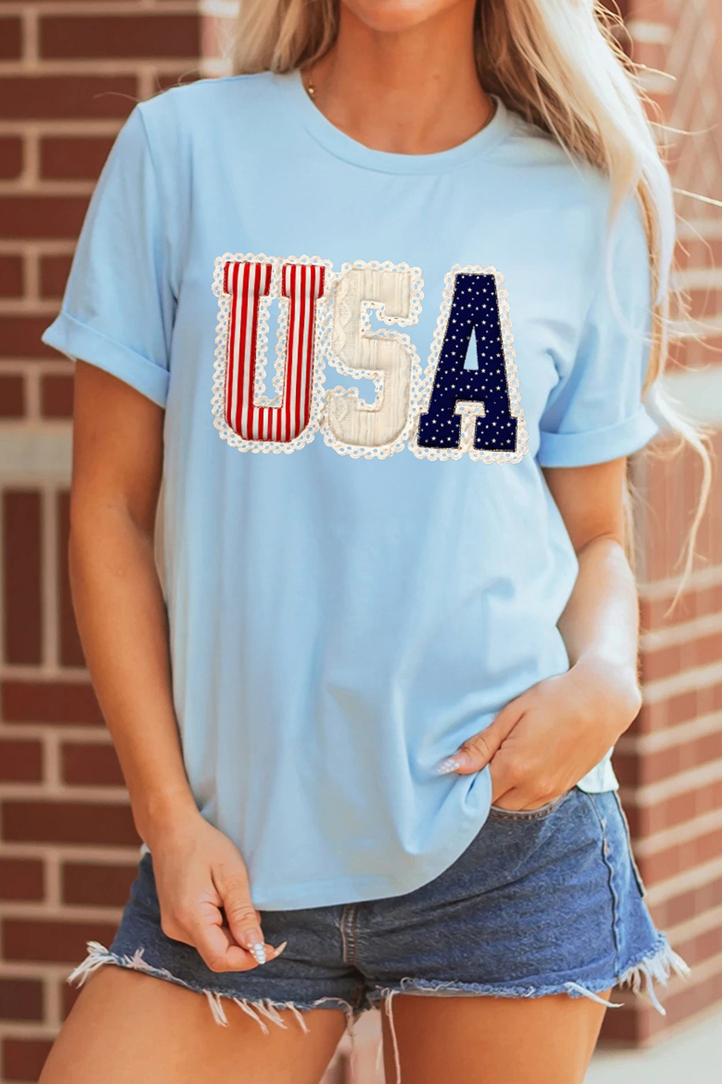 Light Blue USA Patriotic Shirt