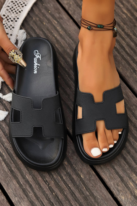 Black Open Toe Platform Sandals (Run Small, Size Up)