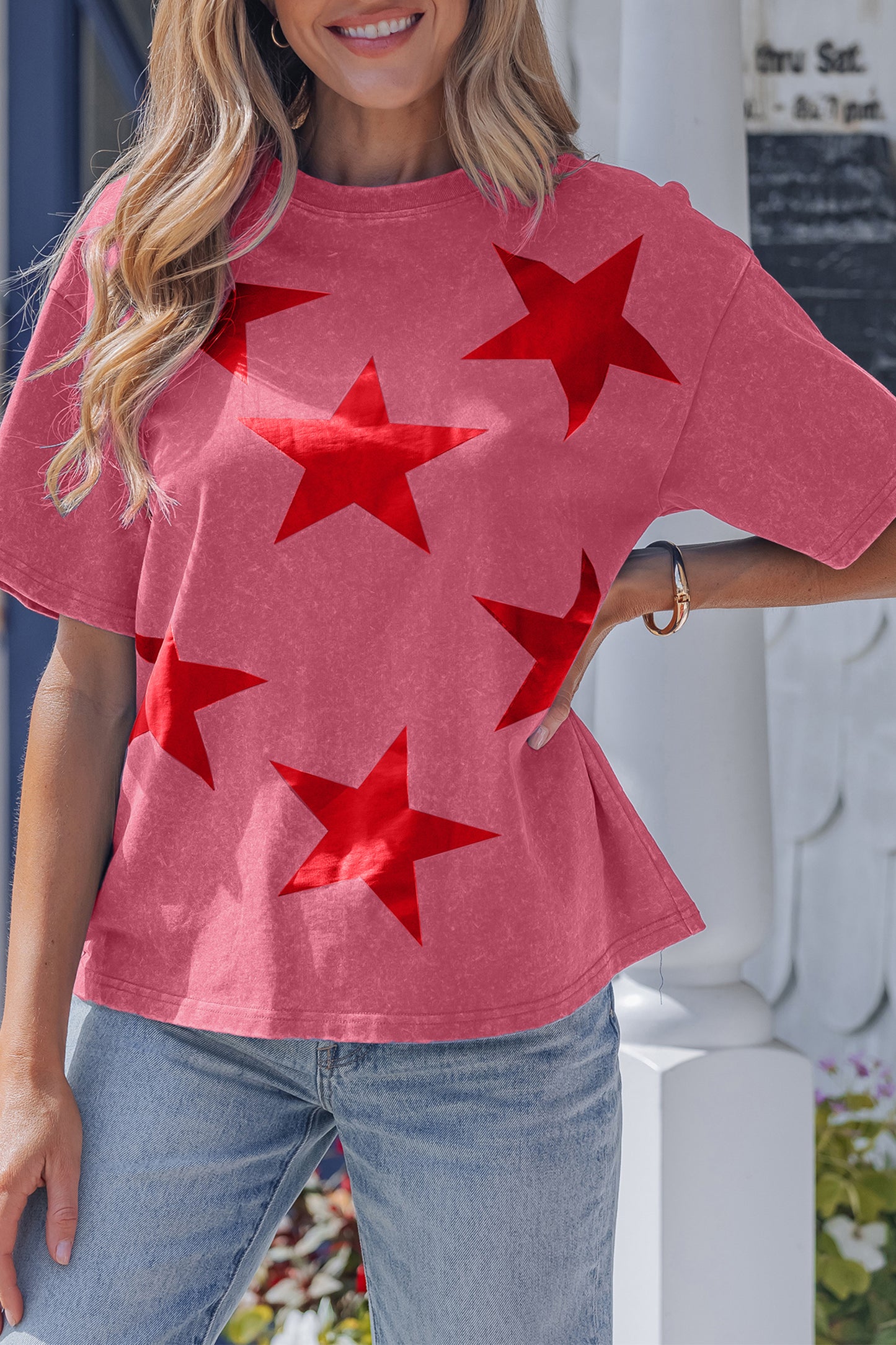Red Independence Mineral Wash T Shirt
