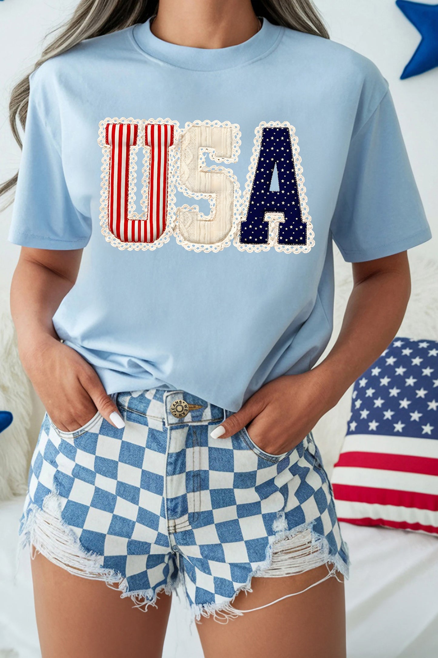 Light Blue USA Patriotic Shirt