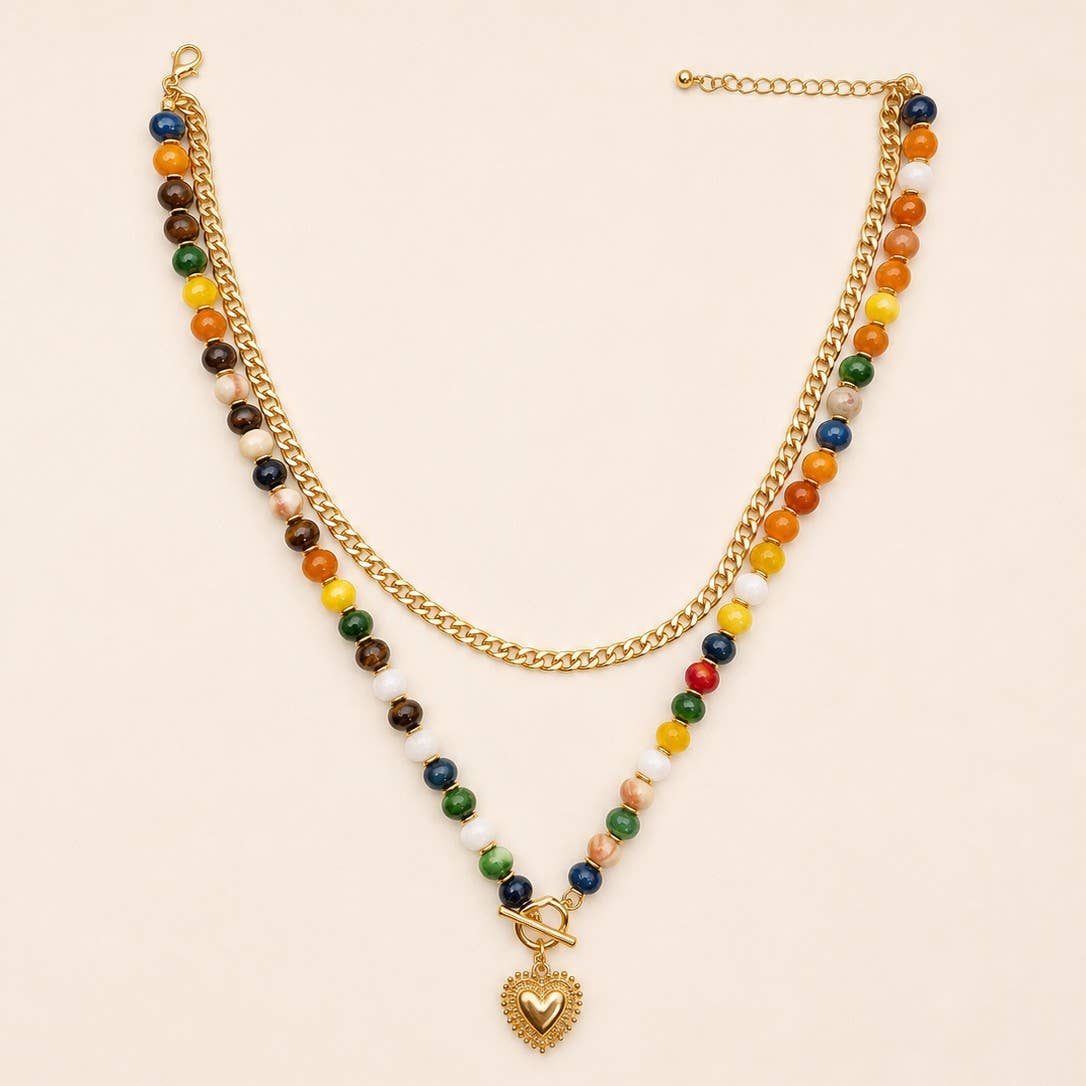 Multi Layer Pendant Resin Beaded Necklace