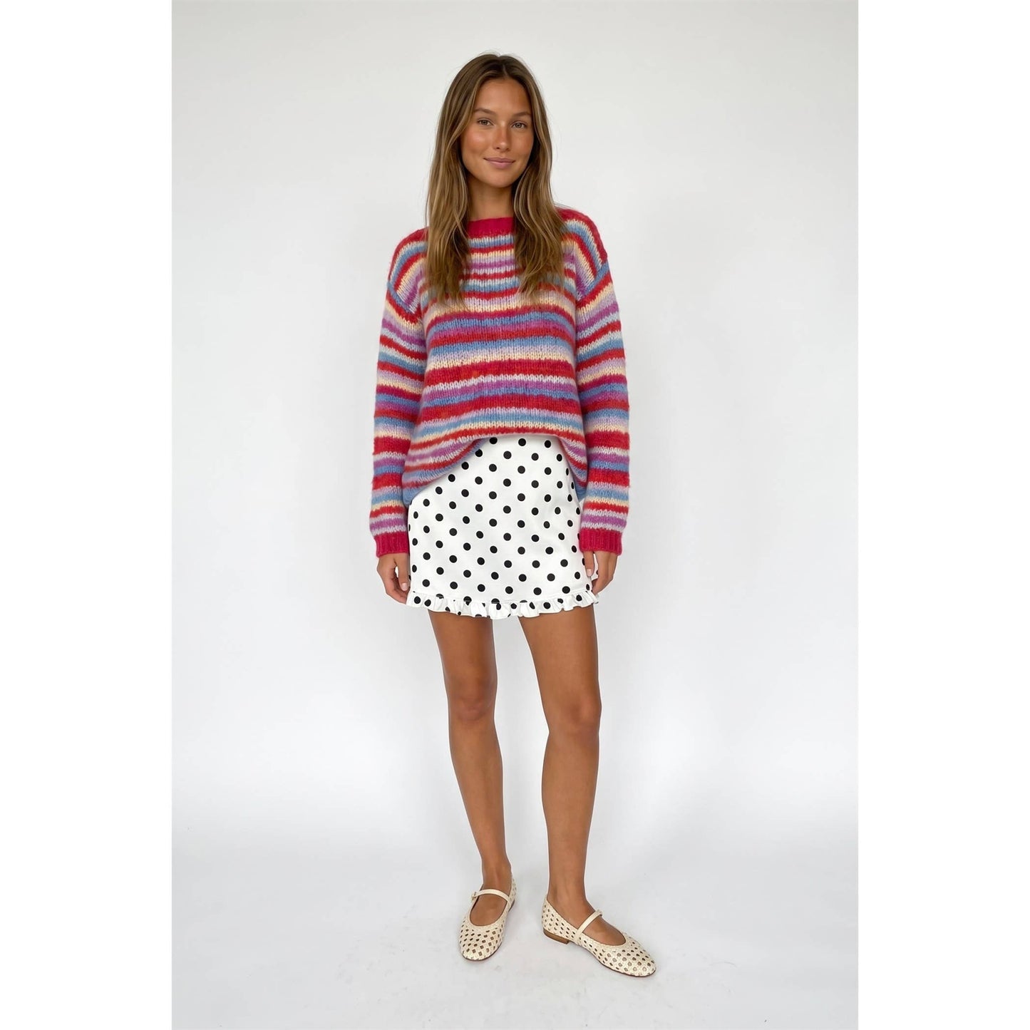TF26-0089 - Multi stripe boat neck sweater