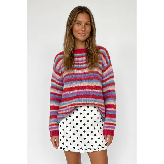 TF26-0089 - Multi stripe boat neck sweater