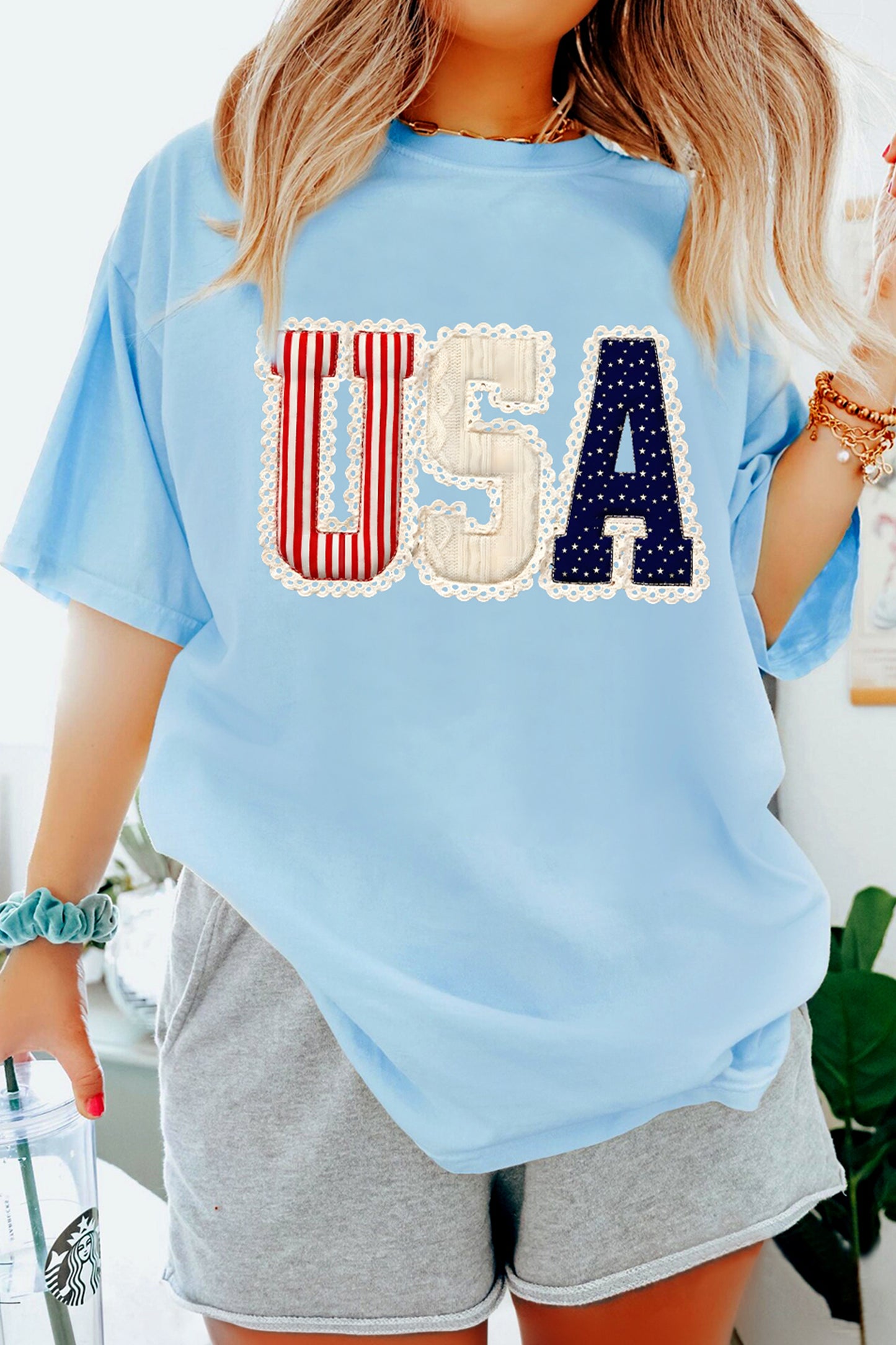 Light Blue USA Patriotic Shirt