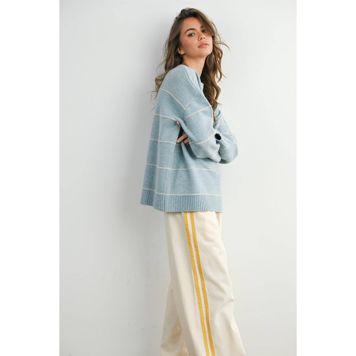 Striped Wide-Leg Drawstring
