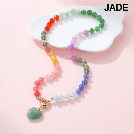 Natural Stone Semi-Precious Glass Mixed Necklace