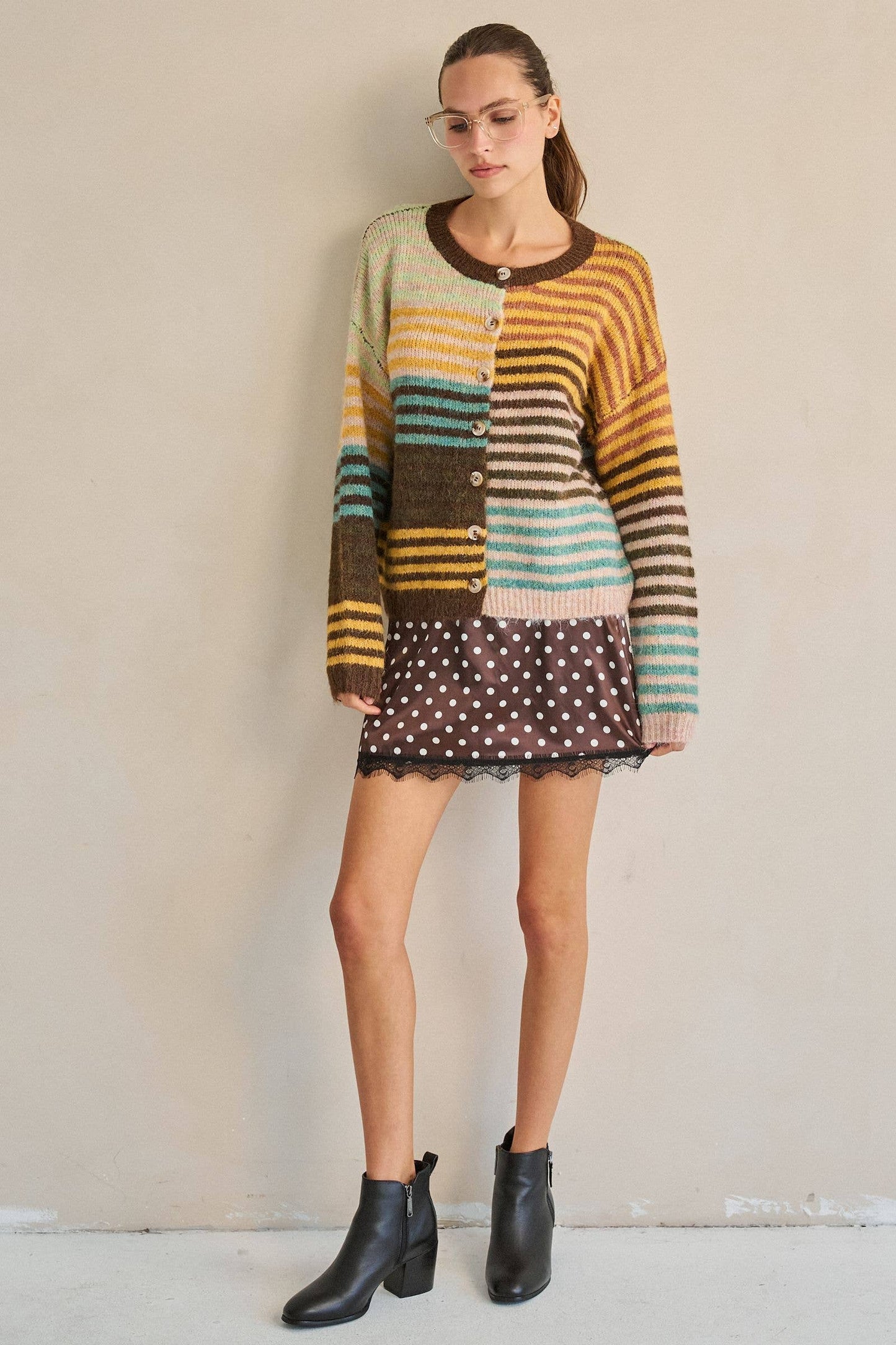 Tone and stripe cardigan
