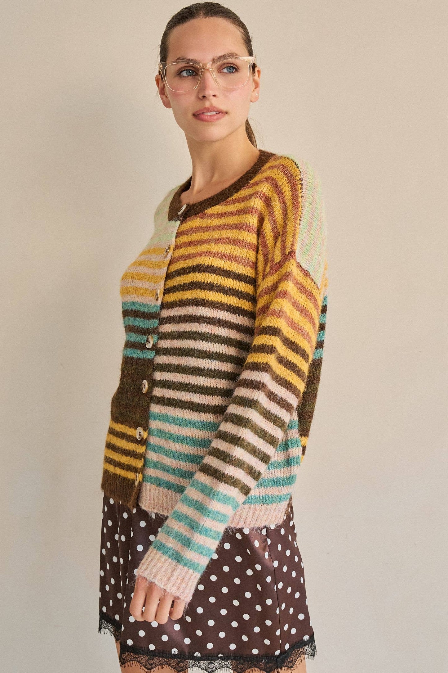 Tone and stripe cardigan