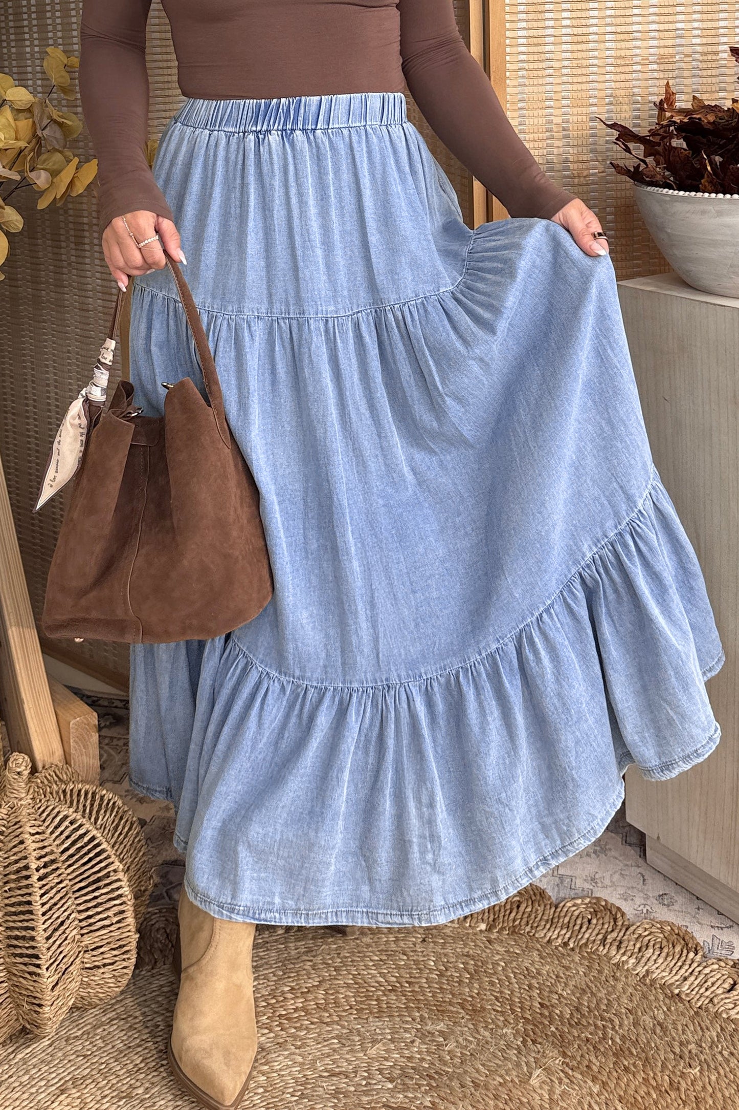 Beau Blue Denim Maxi Skirt