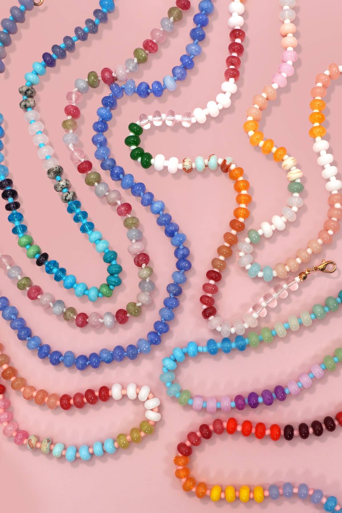 Natural Stone Semi-Precious Glass Mixed Necklace | 40NK9694