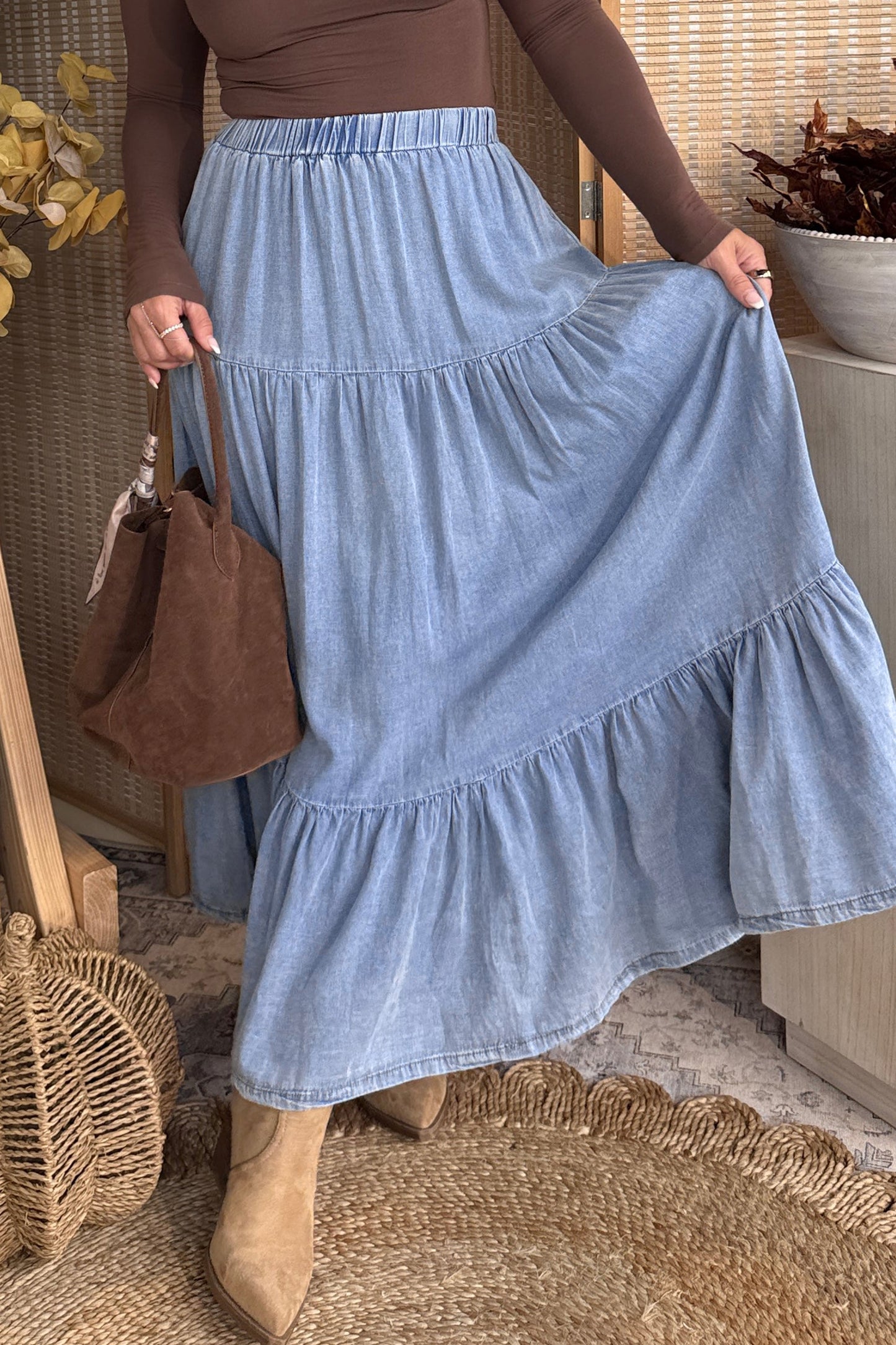 Beau Blue Denim Maxi Skirt